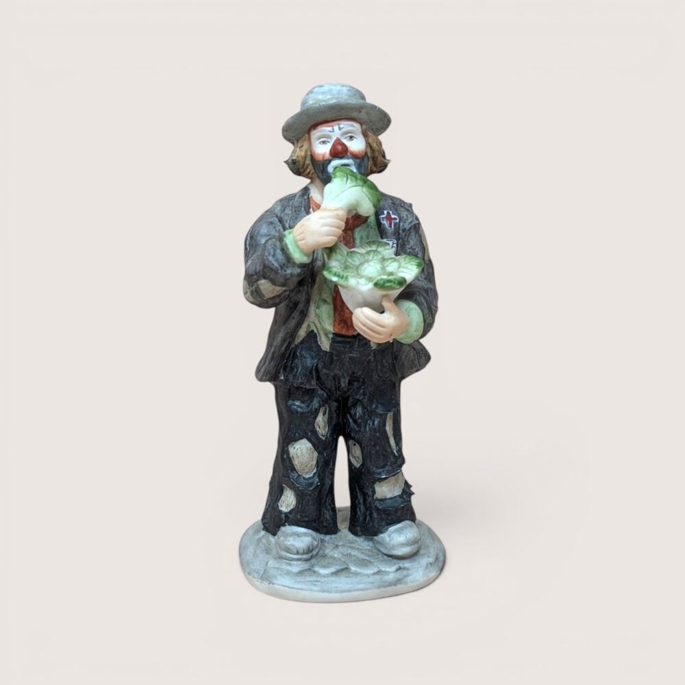 Vintage Flambro Emmett Kelly Jr Eating Lettuce Figurine